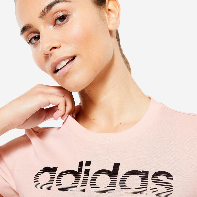 T-shirt ADIDAS donna palestra regular fit cotone rosa