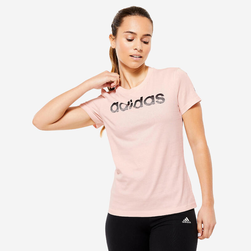 T-shirt ADIDAS donna palestra regular fit cotone rosa