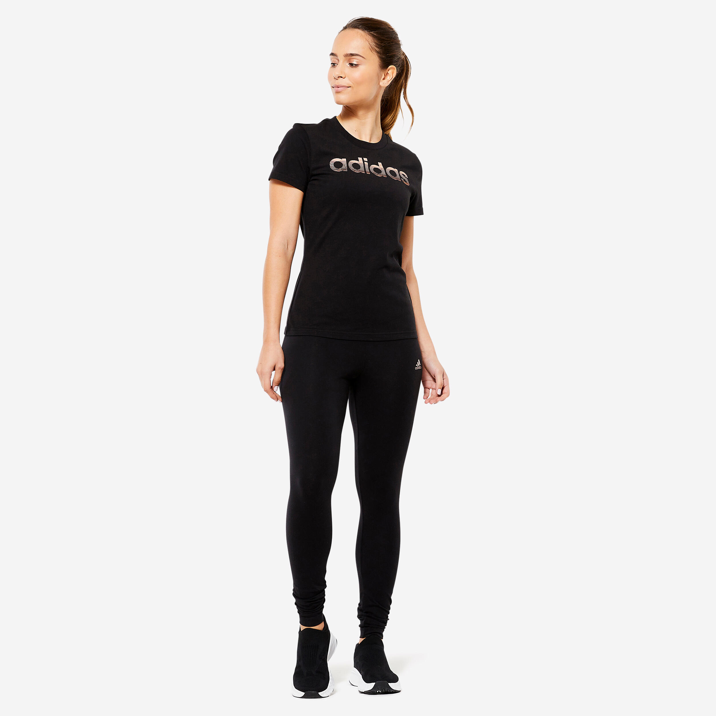 Leggings ADIDAS donna palestra modellanti cotone vita alta neri 3/14