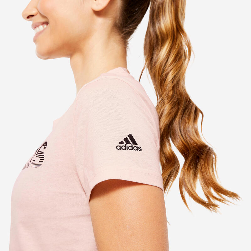 T-shirt ADIDAS donna palestra regular fit cotone rosa