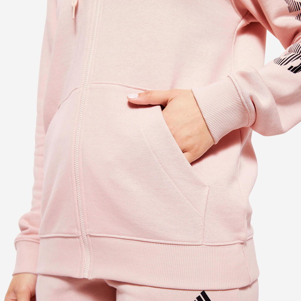 Sieviešu zemas intensitātes fitnesa džemperis ar kapuci, rozā