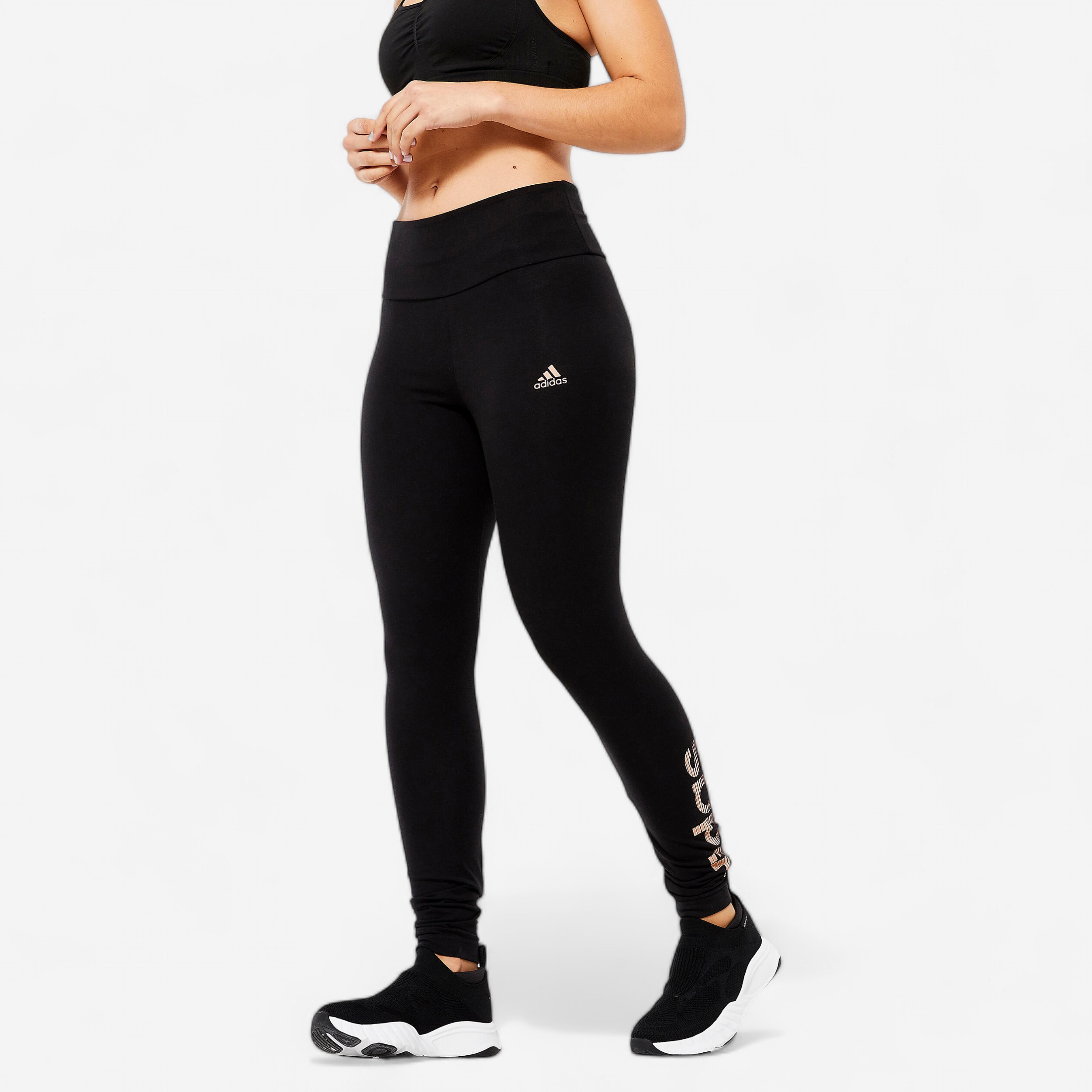 Legging de fitness en coton pour femme, noir - Pilates - Adidas- Clubs - Entreprises - Collectivités - Associations