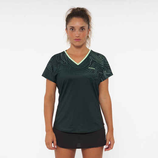 
      Damen Padel T-Shirt kurzarm atmungsaktiv - PTS 500 grün 
  