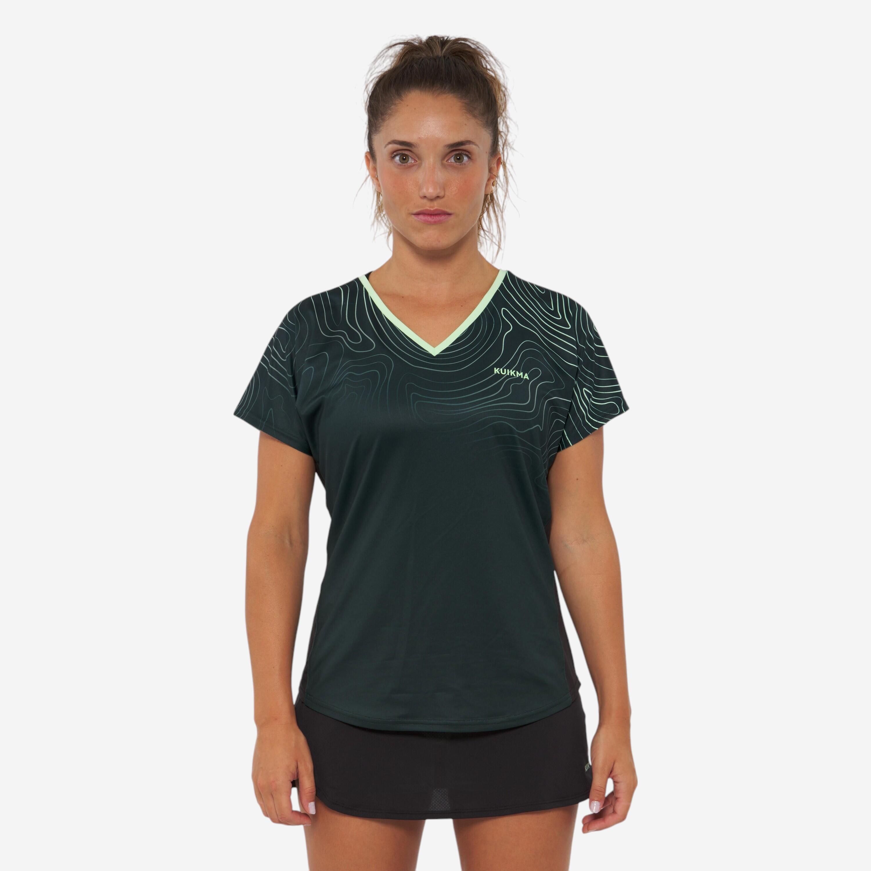 Tricou Respirant Padel 500 Verde Dama