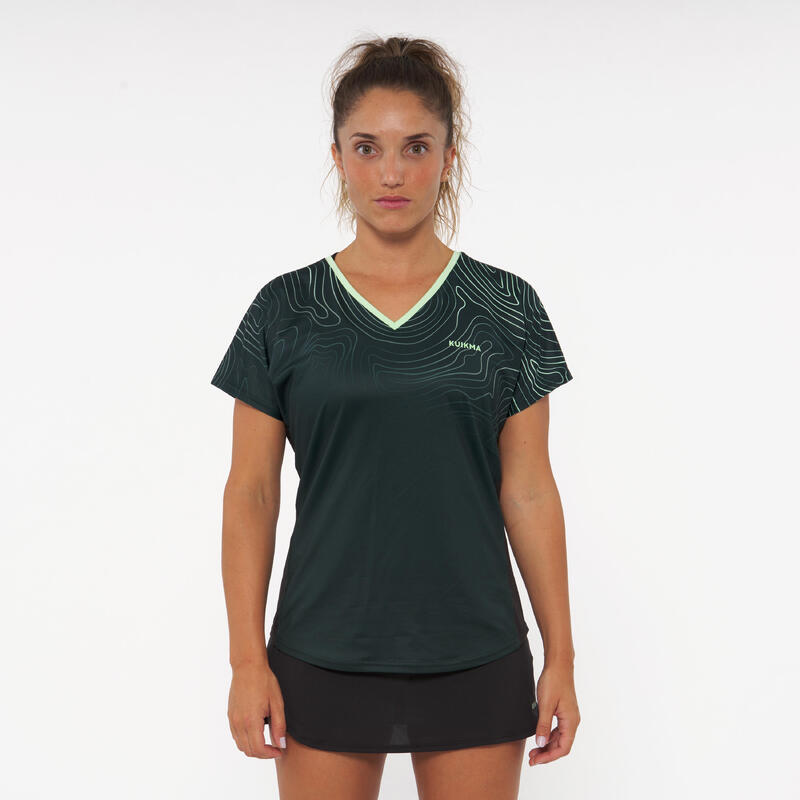 T-shirt de padel manches courtes respirant Femme- 500 vert
