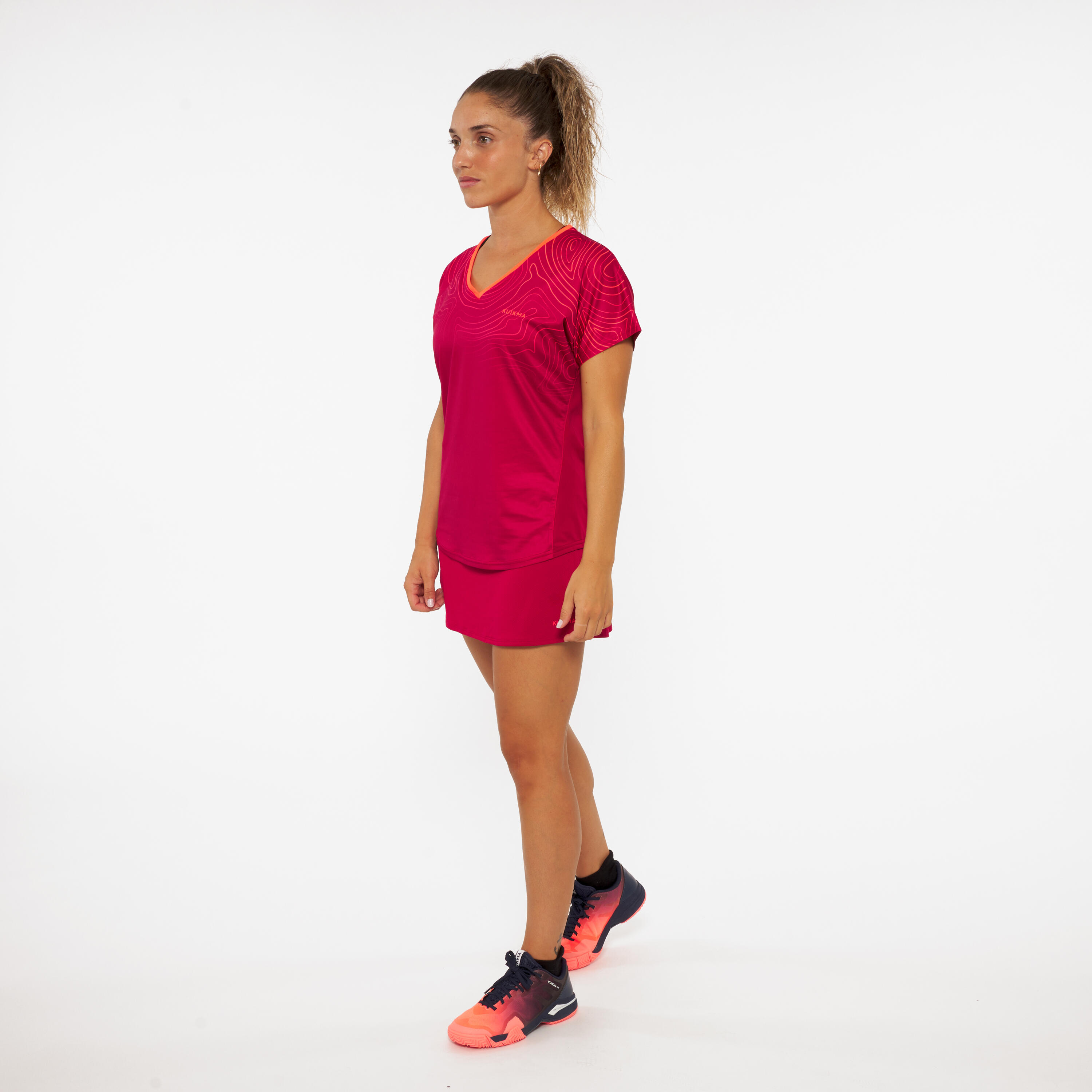 Women's Breathable Short-Sleeved Padel T-Shirt 500 - Red 7/7