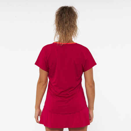 Moteriški orui pralaidūs trumparankoviai padelio marškinėliai „500“, raudoni