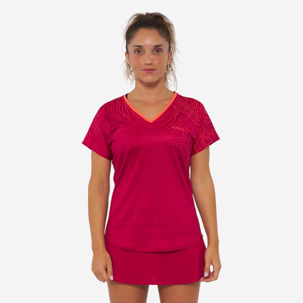 Playera de pádel manga corta transpirable Mujer - 500 rojo