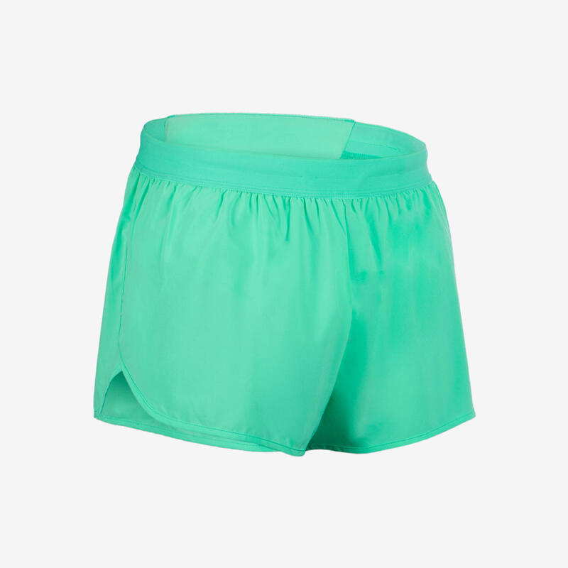 Pantalón corto running Hombre - KIPRUN Run 500 Confort Split Verde menta