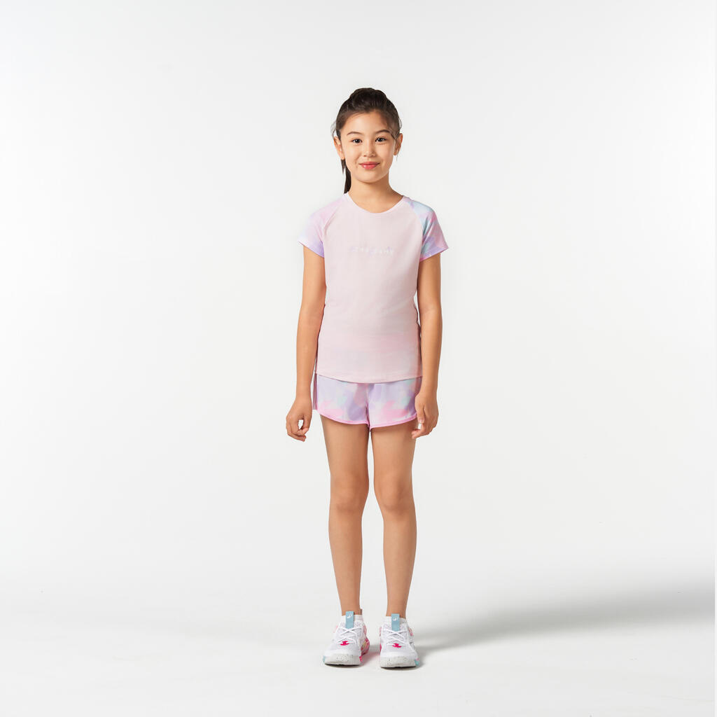 T-shirt multisport respirant fille, Rose