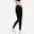 Mallas Leggings fitness algodón efecto vientre plano Mujer Domyos Fit 500 negro
