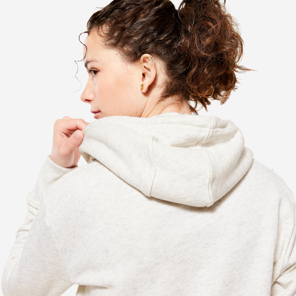 Sieviešu fitnesa džemperis ar kapuci “500 Essentials”, zaļganzils