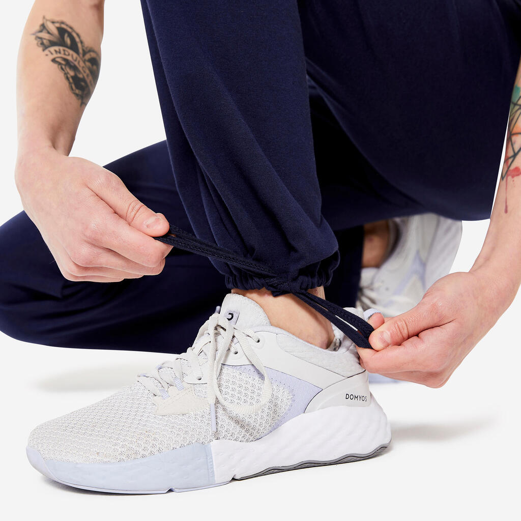 Leggings de fitness de corte recto y bastillas ajustables azul acero para mujer