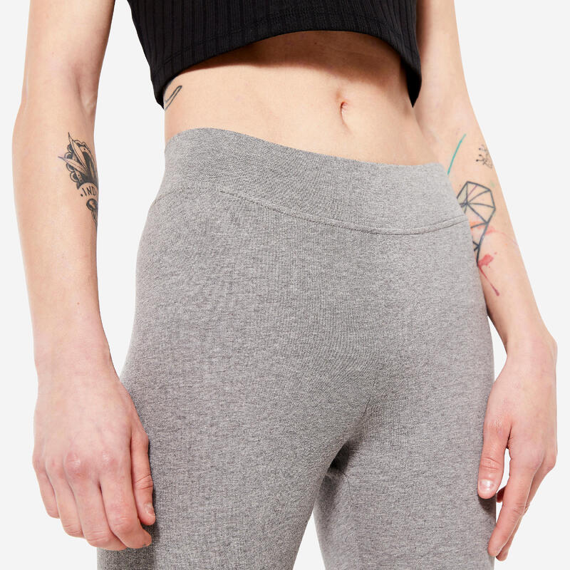 Women's Fitness 7/8 Leggings Fit+ 500 - Mottled Grey DOMYOS