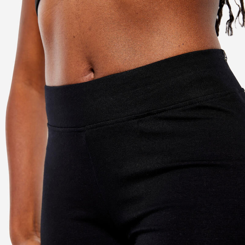 Pantaloncini donna fitness FIT+ 500 slim cotone leggero neri
