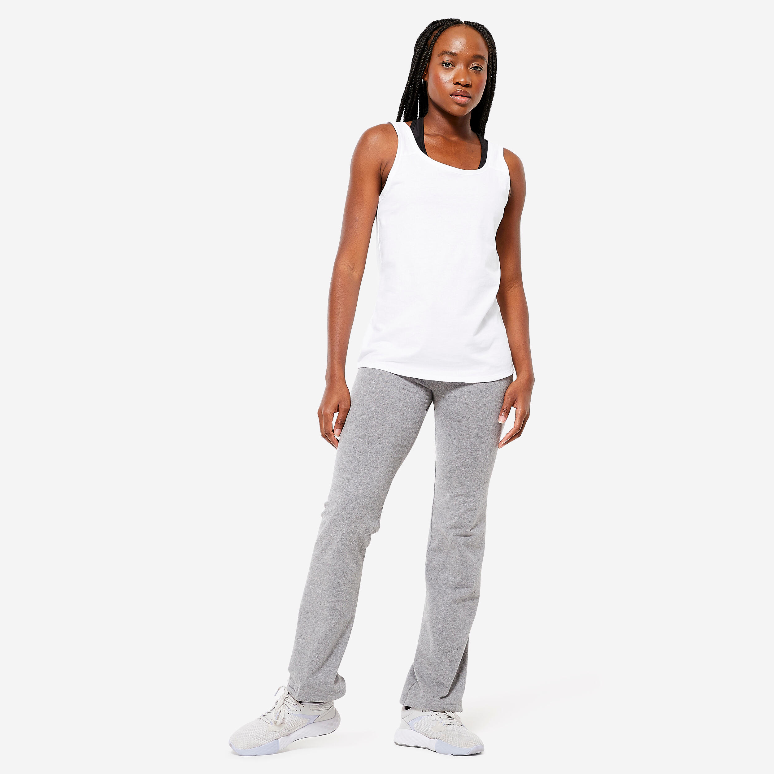 Leggings lunghi donna in cotone elasticizzato - Fit+ grigio screziato