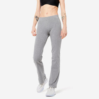 DOMYOS Pantaloni donna fitness  FIT+ 500 regular cotone leggero grigi