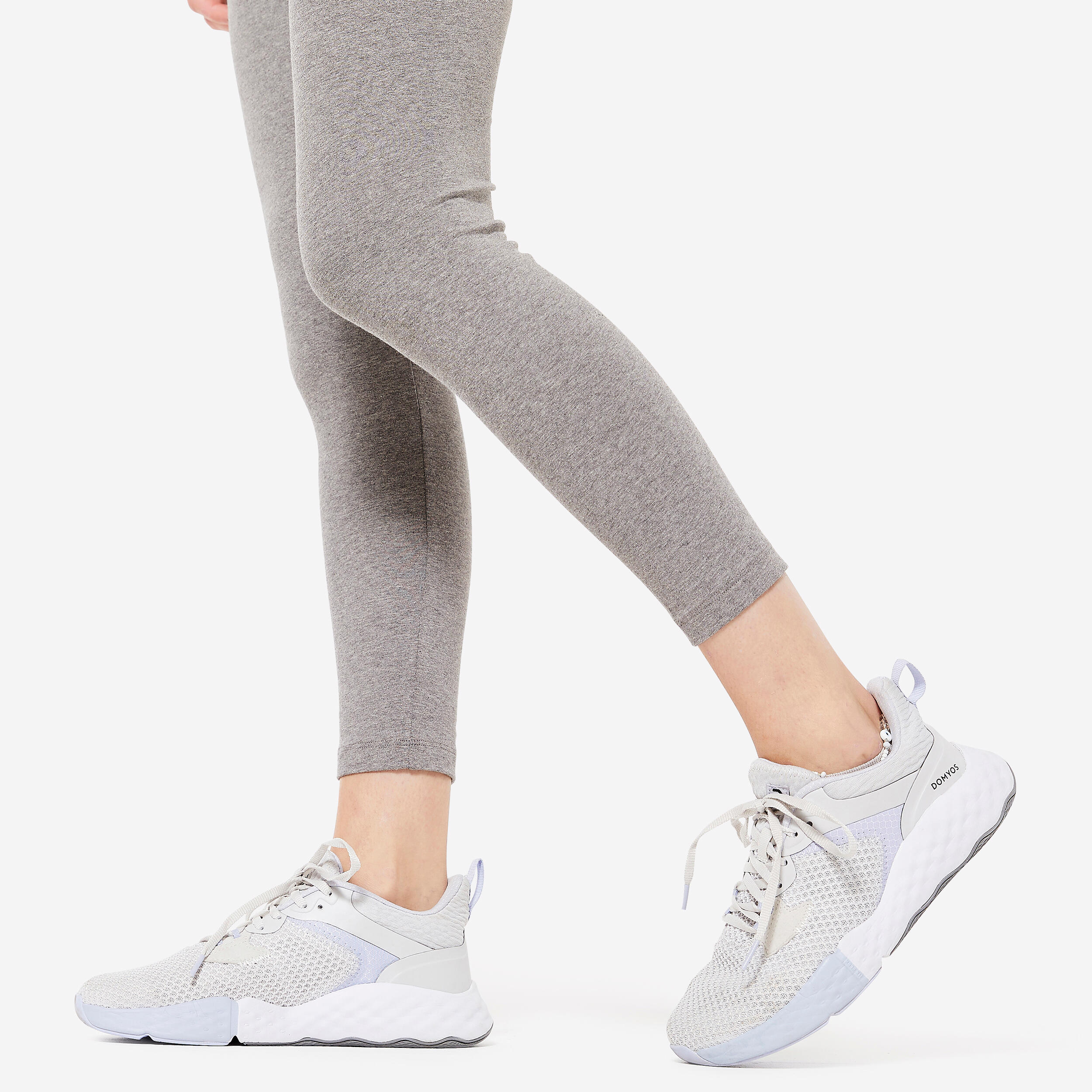 Cotton Women Trackpants for Gym 7/8 with Key Pocket 500- Iron Grey