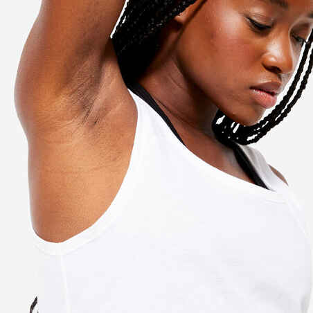 Moteriški kūno rengybos berankoviai marškinėliai „100“, balti
