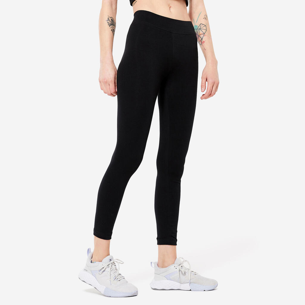 Dámske 7/8 legíny Fit+ 500 Slim na fitness sivé melírované