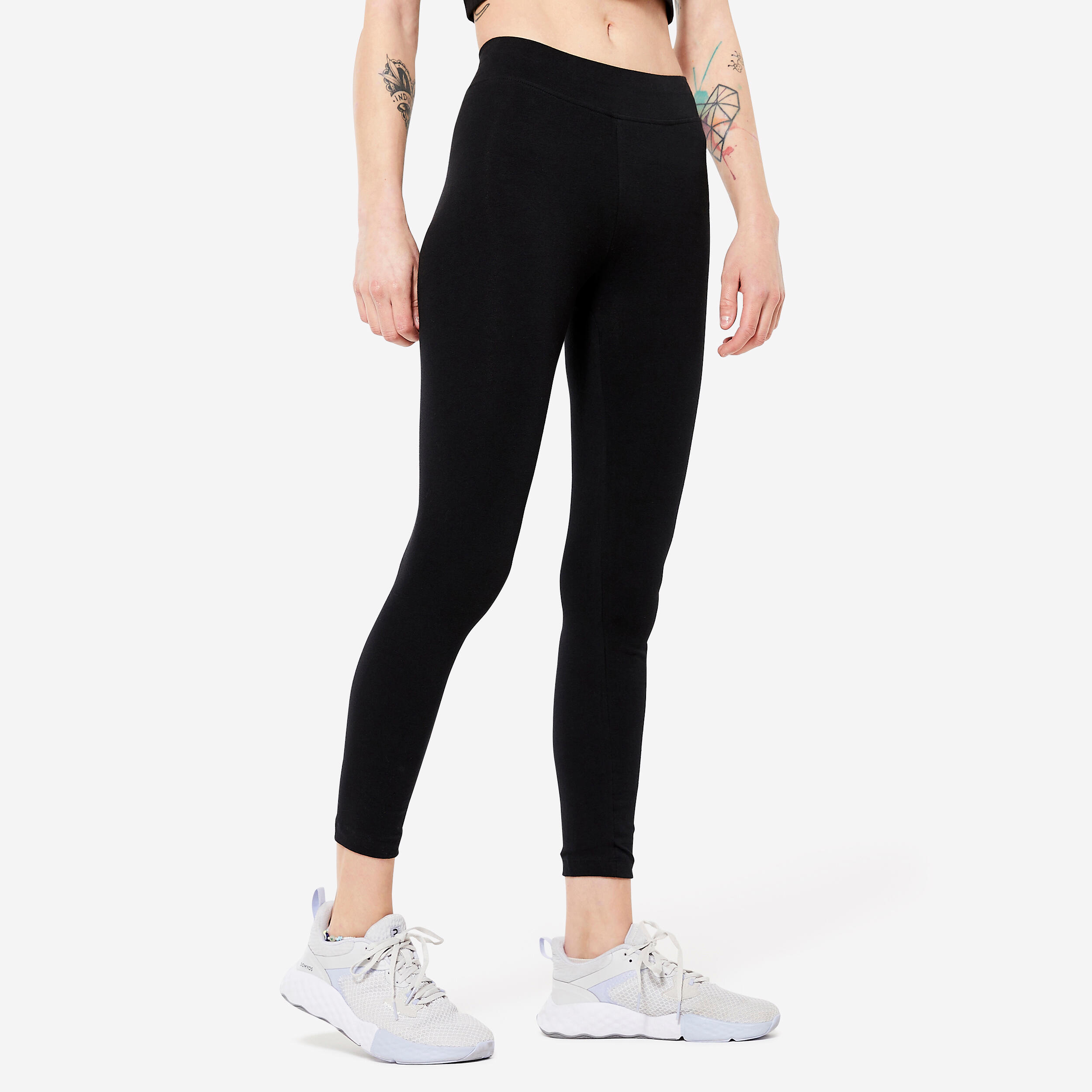 Women's cotton 7/8 sports leggings, black