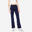 Pantaloni donna fitness COMFORT+ 500 regular cotone leggero blu
