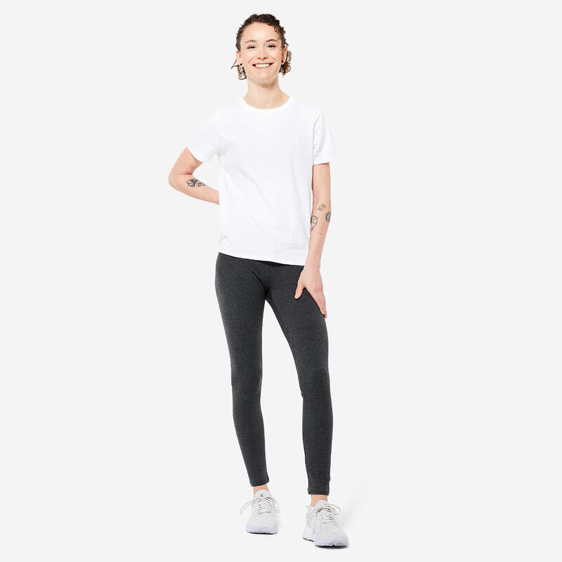 Fitness legging dames slim fit Salto 100 gemêleerd donkergrijs