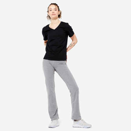 Leggings de fitness de corte recto para Mujer Domyos 500 gris