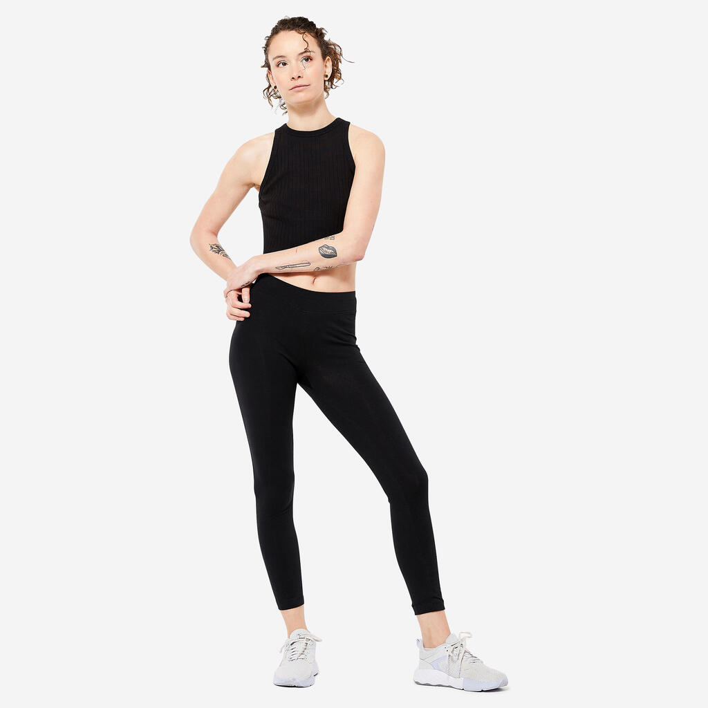 Dámske 7/8 legíny Fit+ 500 Slim na fitness sivé melírované