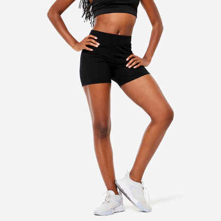 Črne ženske hlače za fitnes SLIM-FIT 500 