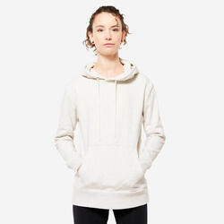 Fitness hoodie voor dames 500 Essentials gebroken wit