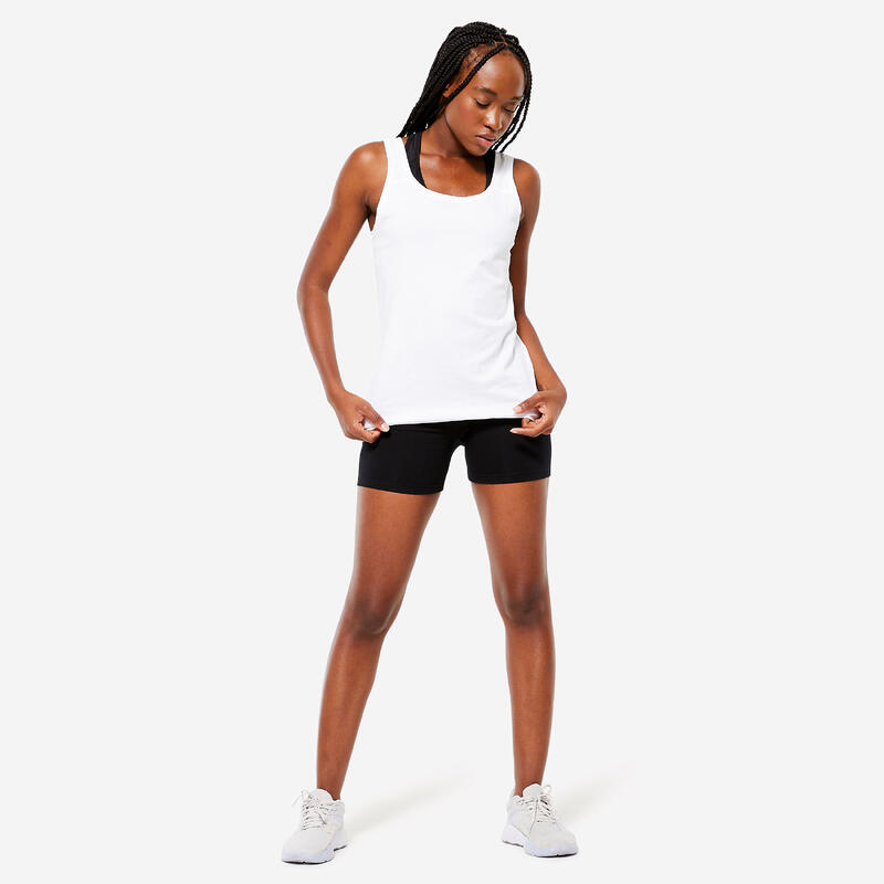 Kadın Siyah Slim Spor Şortu 500 - Fitness