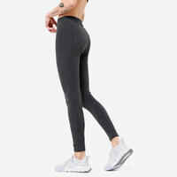 Women's Slim-Fit Fitness Leggings 100 - Mottled Dark Grey