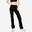 Fitness legging dames recht model aan te spannen aan de enkels 500 zwart