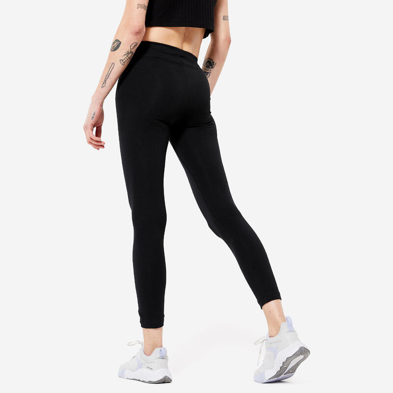 Fitness legging voor dames Fit+ 500 7/8-lengte zwart