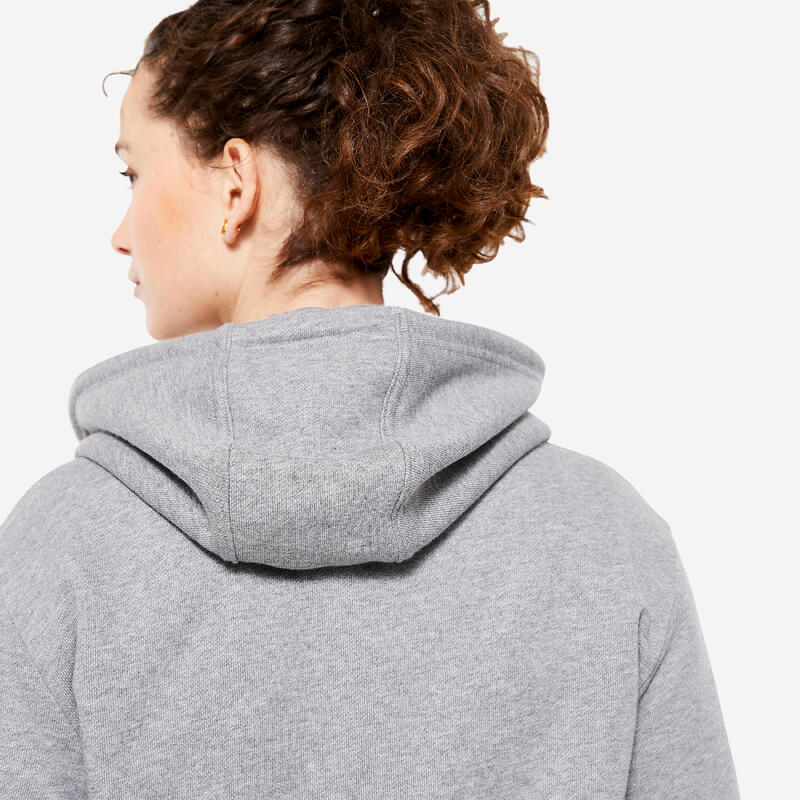 Fitness hoodie voor dames 500 Essentials grijs