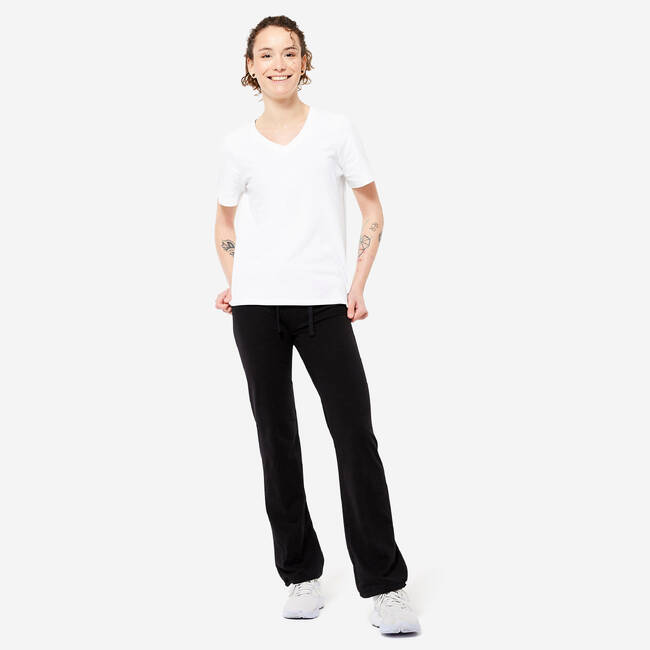 Women's Cotton Gym Pant Adjustable 500 - Black