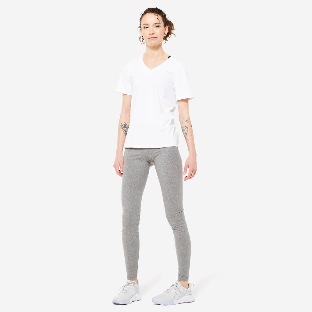 Legging fitness long coton extensible femme - Fit+ bleu marine