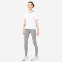 Legging fitness long coton extensible femme - Fit+ gris