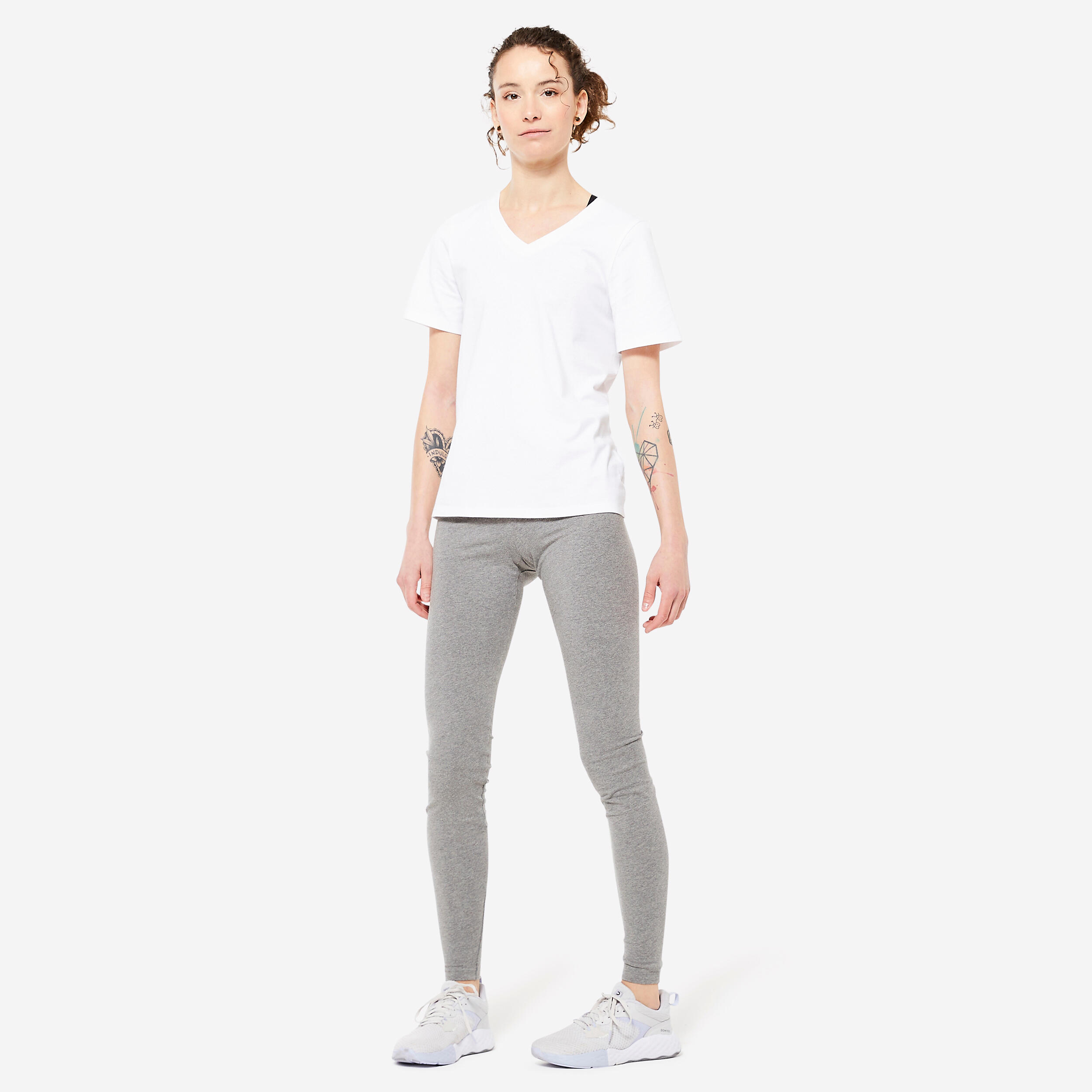 Women's Slim-Fit Fitness Leggings Fit+ 500 - Grey 2/4
