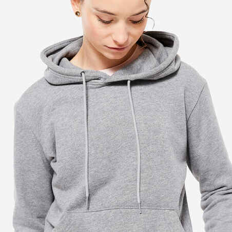 Women's Fitness Hoodie 500 Essentials - Grey