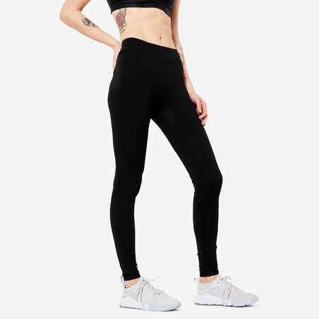 Women's Slim-Fit Fitness Leggings Fit+ 500 - Black