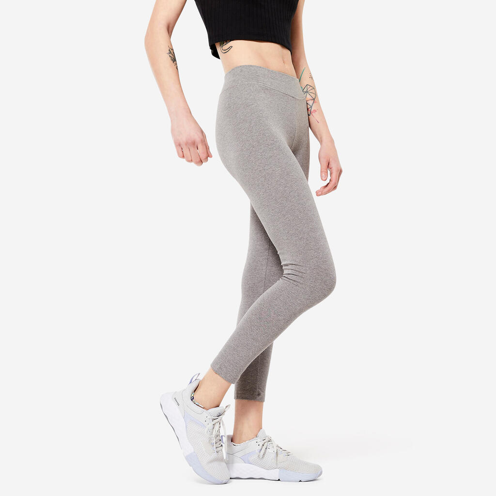 Legging fitness 7/8 coton extensible avec poches femme - Fit+ gris