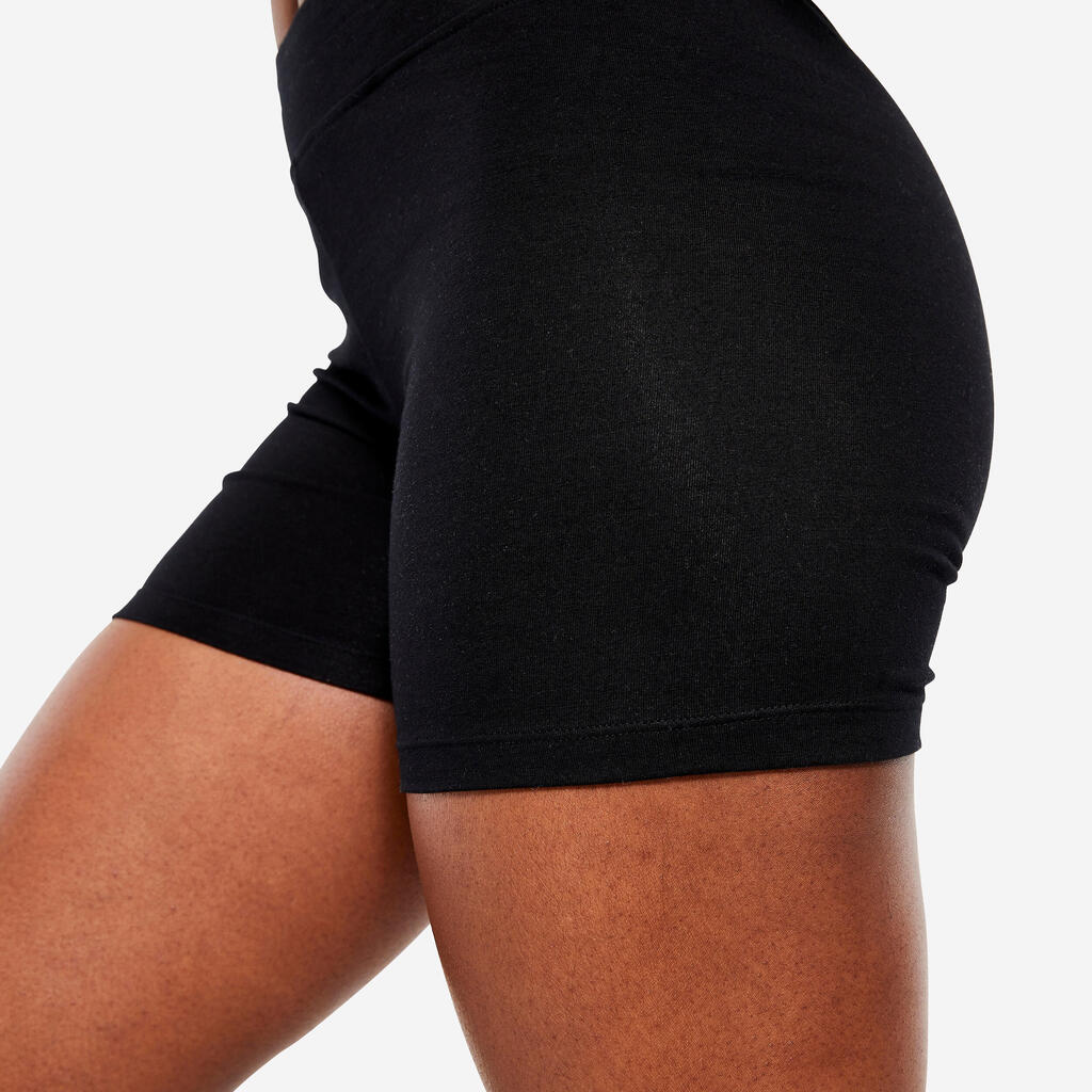 Short de fitness de corte slim negro para mujer 500