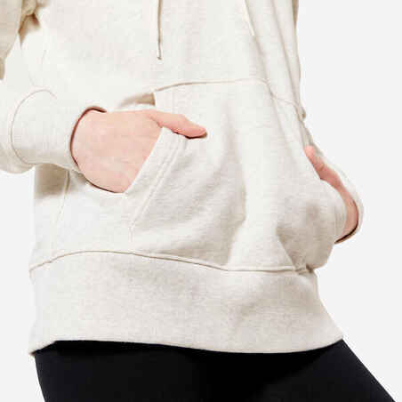 Sudadera fitness con capucha Mujer Domyos 500 blanco