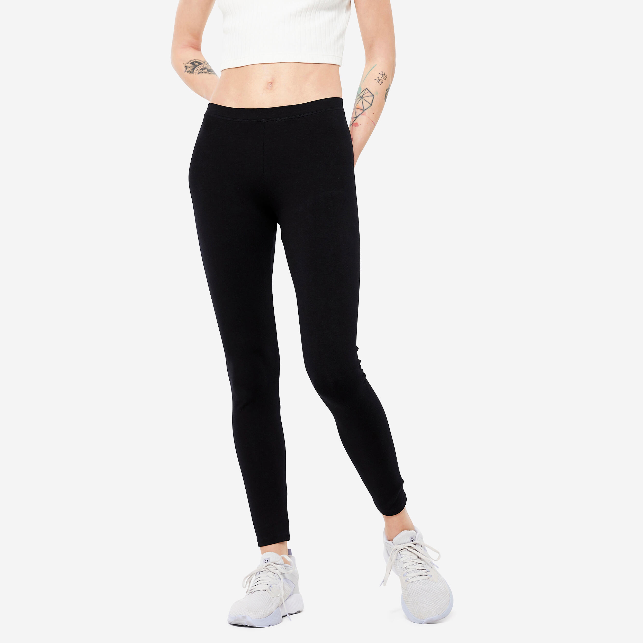 Legging sport taille haute 520 femme en coton noir - Decathlon