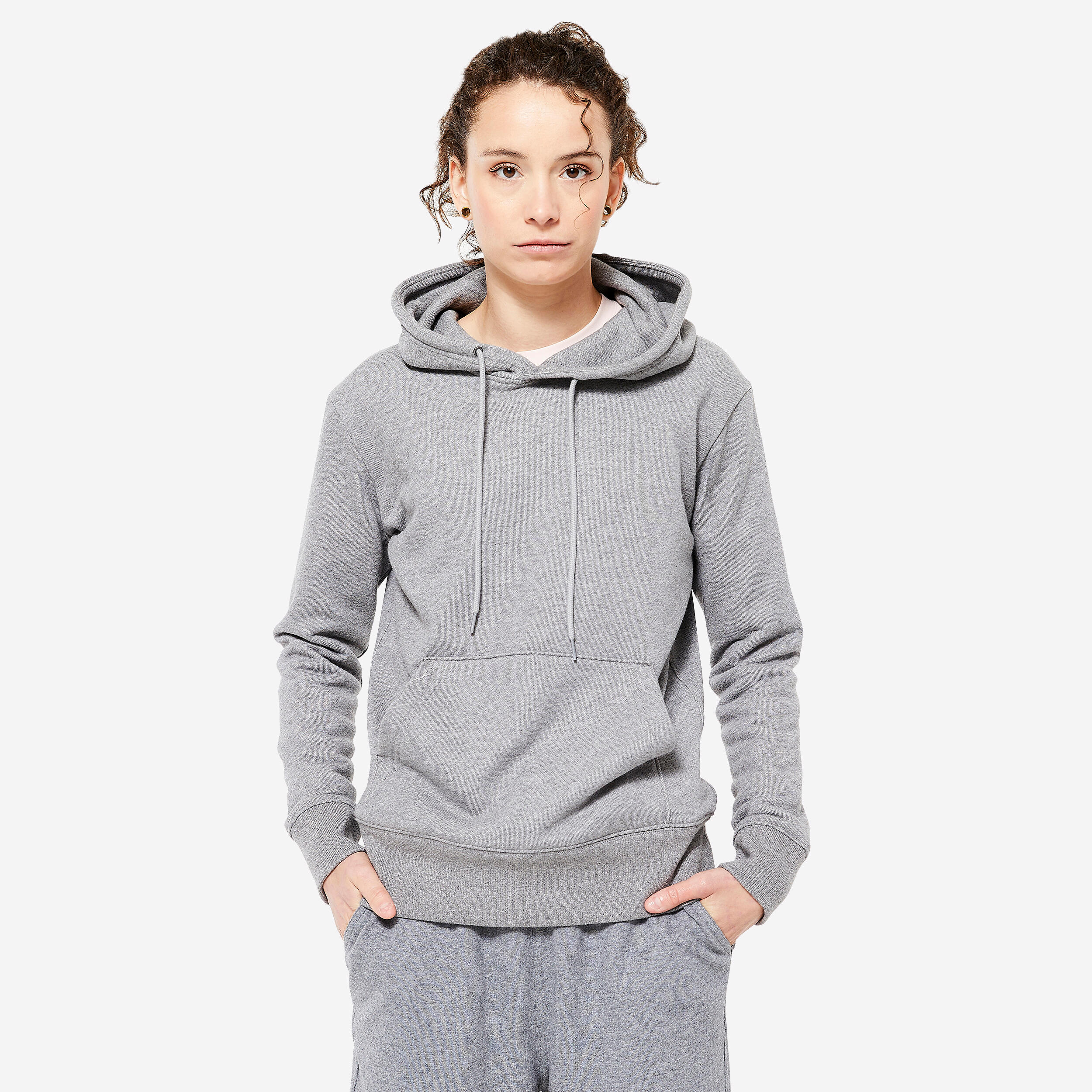 Women's Fitness Hoodie 500 Essentials - Grey 1/9