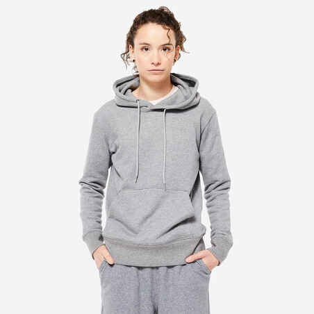 Sudadera de fitness con capucha gris para mujer 500 Essential