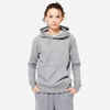 Sweat à capuche long fitness femme, gris