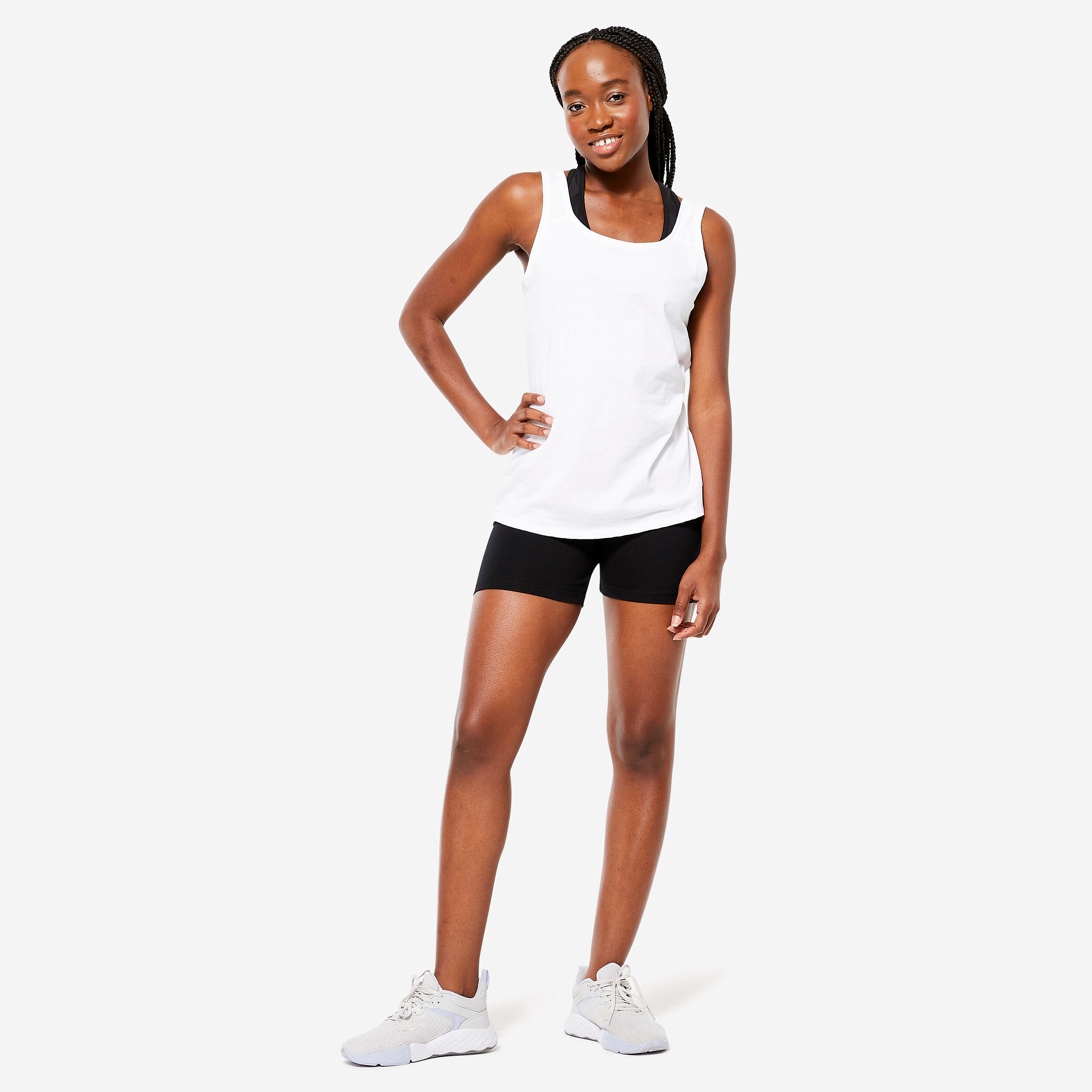 Women's Fitness Straight-Cut Tank Top 100 - White 2/5